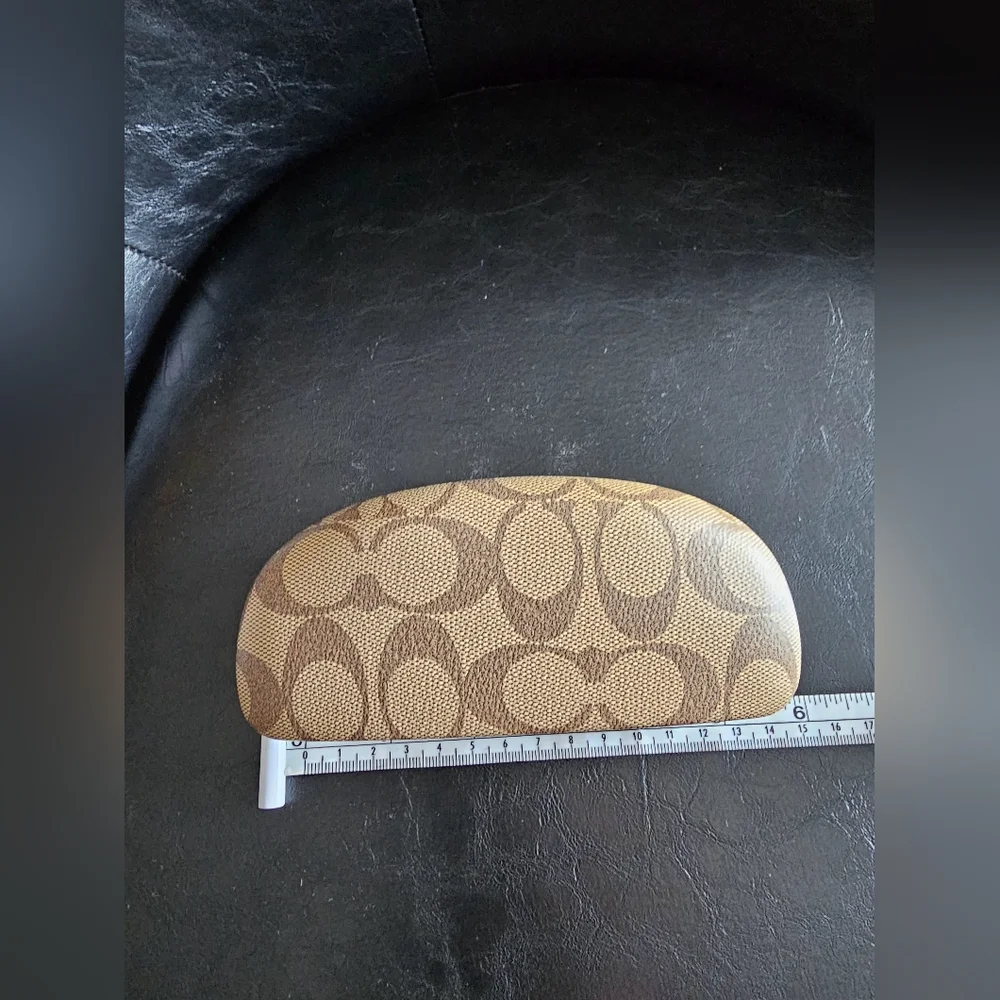 Coach Brown Tan Monogrammed Sunglasses Case With Cleaning Cloth